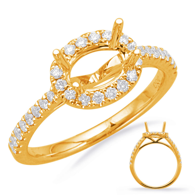 Yellow Gold Halo Engagement Ring - EN7990-6X4MYG