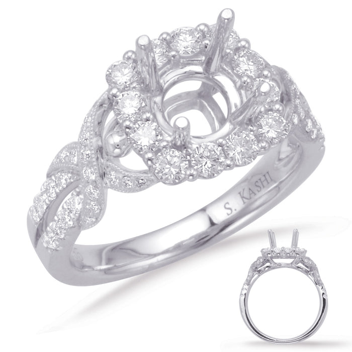 White Gold Halo Engagement Ring - EN8008-1WG