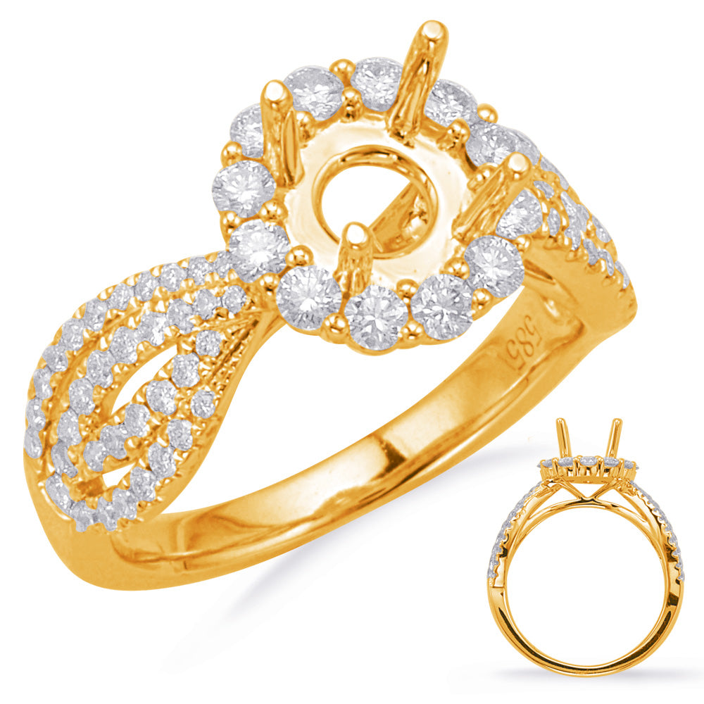 Yellow Gold Halo Engagement Ring - EN8009-1YG