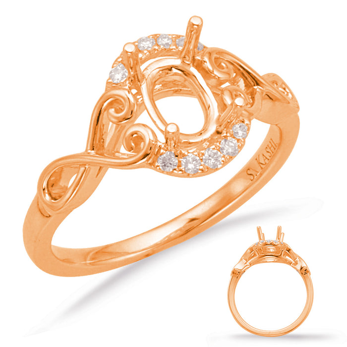 Rose Gold Halo Engagement Ring - EN8012-9X7MRG