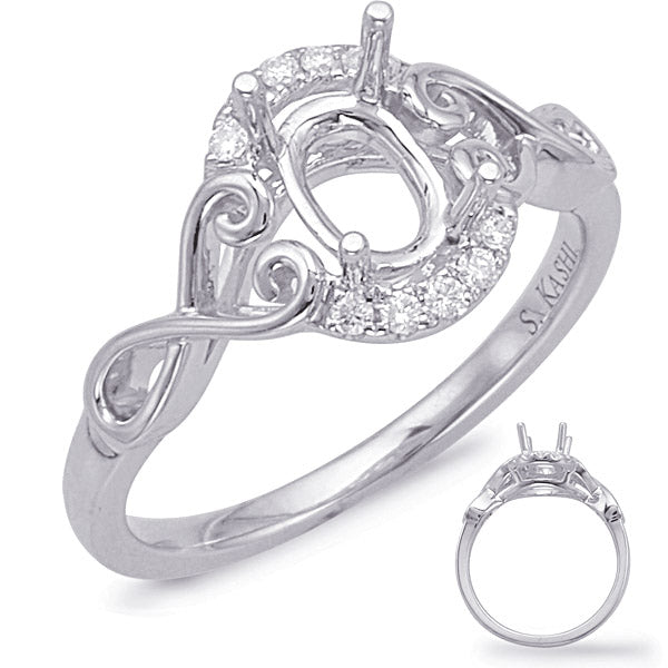 White Gold Halo Engagement Ring - EN8012-9X7MWG