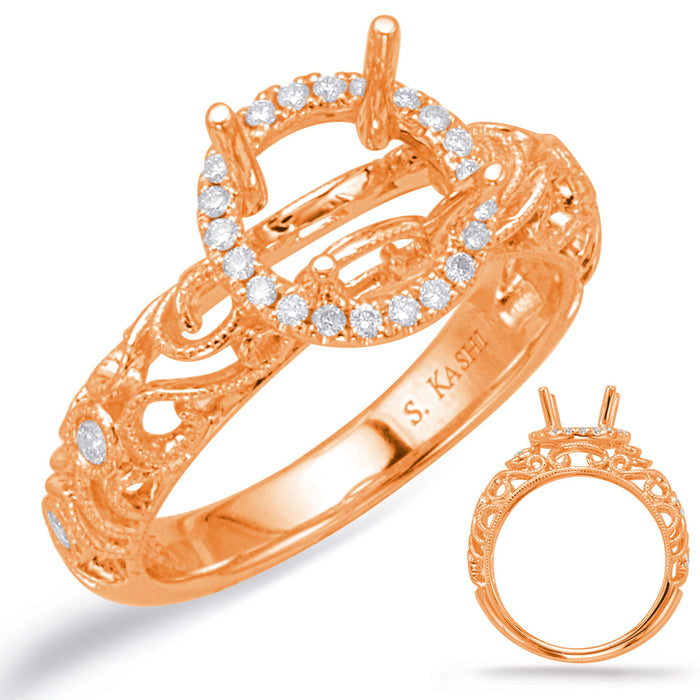 Rose Gold Halo Engagement Ring - EN8018-1RG