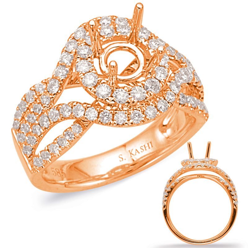 Rose Gold Halo Engagement Ring - EN8030-1RG