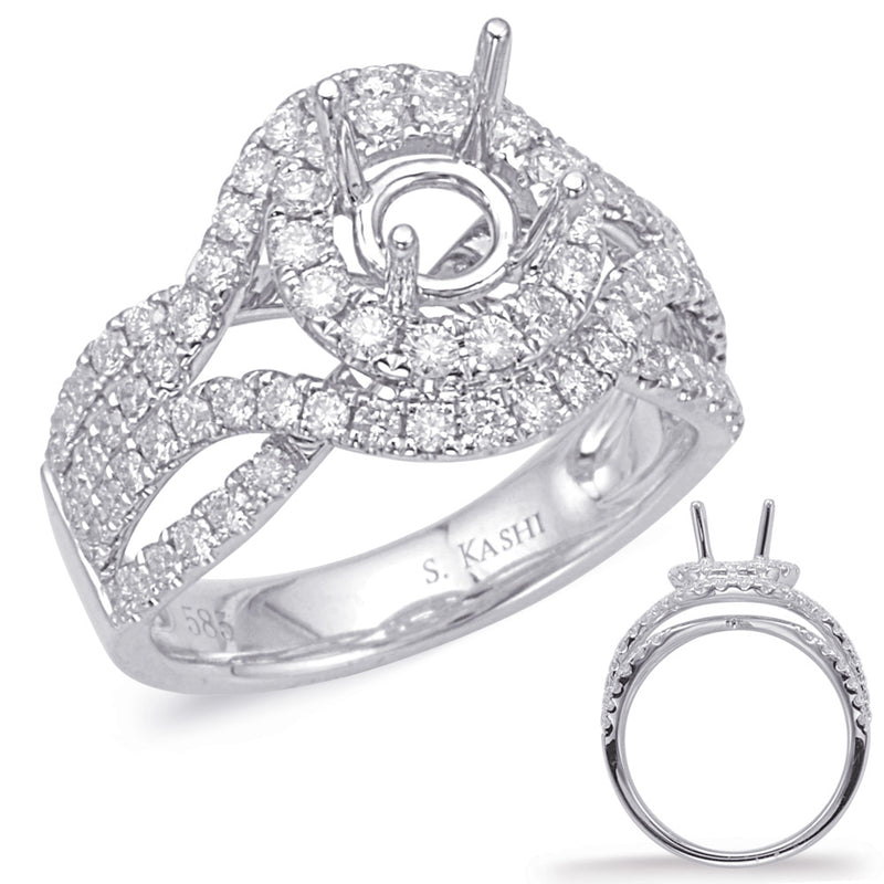 White Gold Halo Engagement Ring - EN8030-1WG