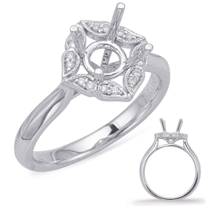 White Gold Halo Engagement Ring - EN8037-1WG