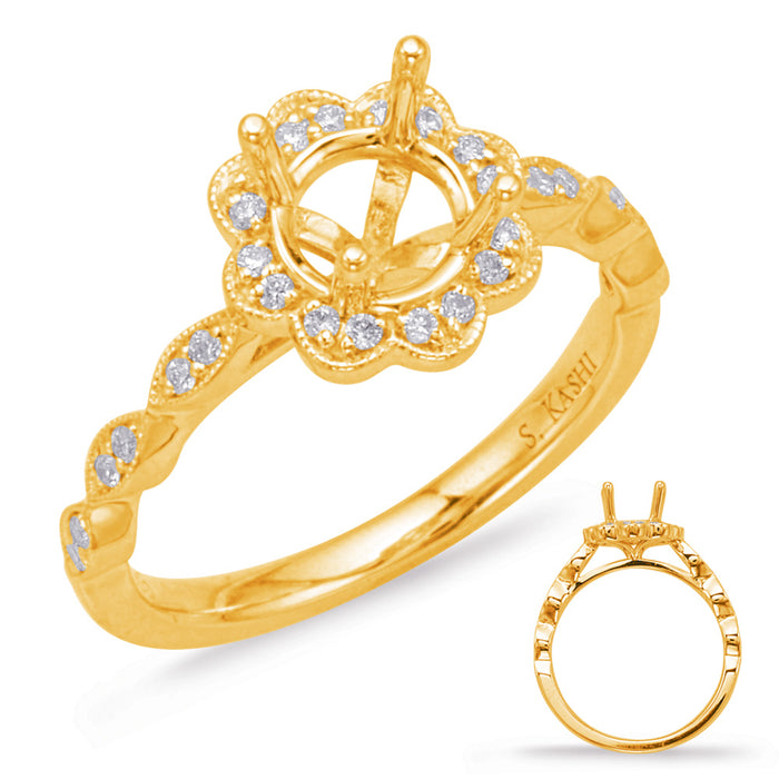 Yellow Gold Halo Engagement Ring - EN8038-1YG