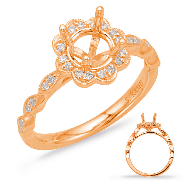 Rose Gold Halo Engagement Ring - EN8038-50RG