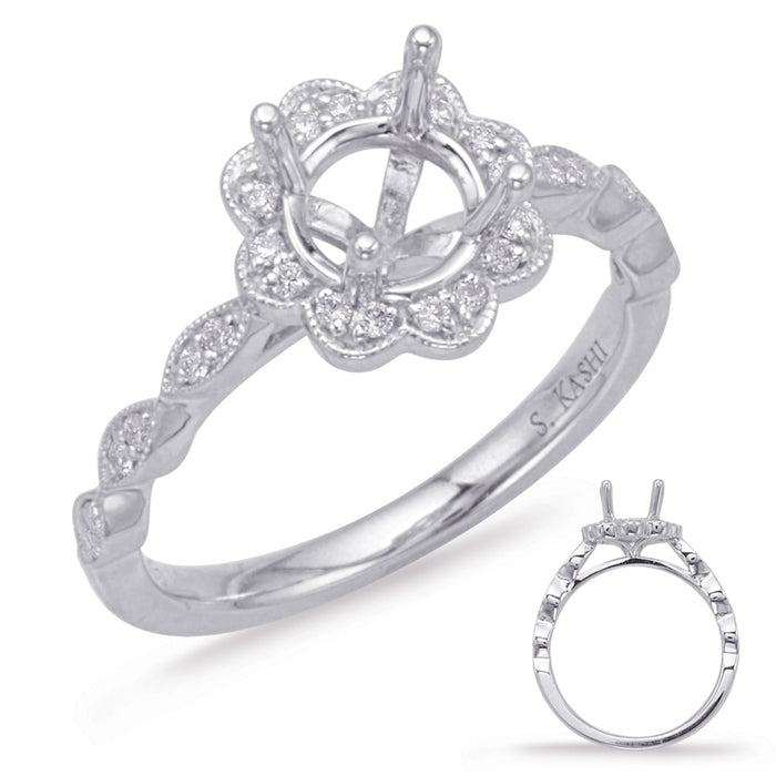 White Gold Halo Engagement Ring - EN8038-50WG