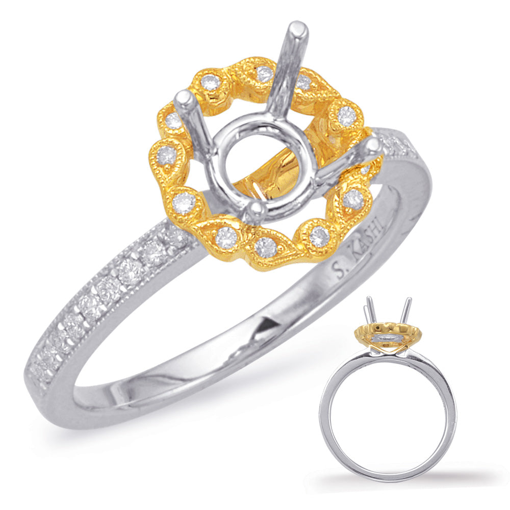 Yellow & White Halo Engagement Ring - EN8039-1YW