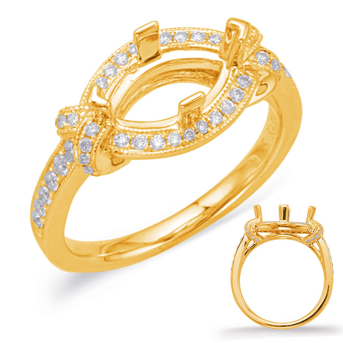 Yellow Gold Halo Engagement Ring - EN8043-10X5MQYG