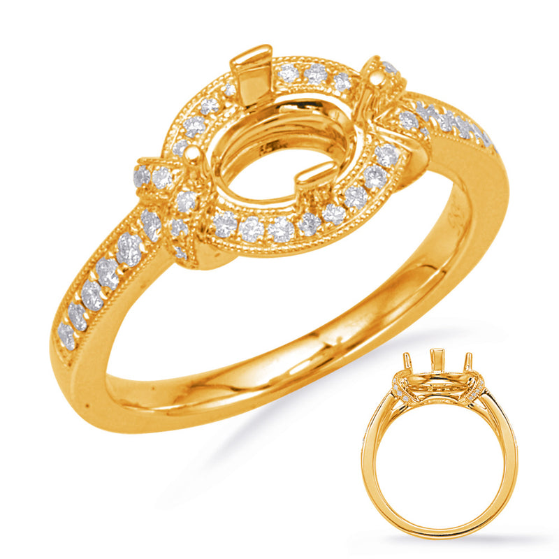 Yellow Gold Halo Engagement Ring - EN8043-6X4OVYG