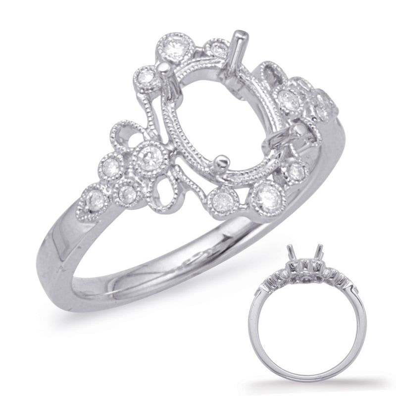 White Gold Halo Engagement Ring - EN8044-6X4MWG