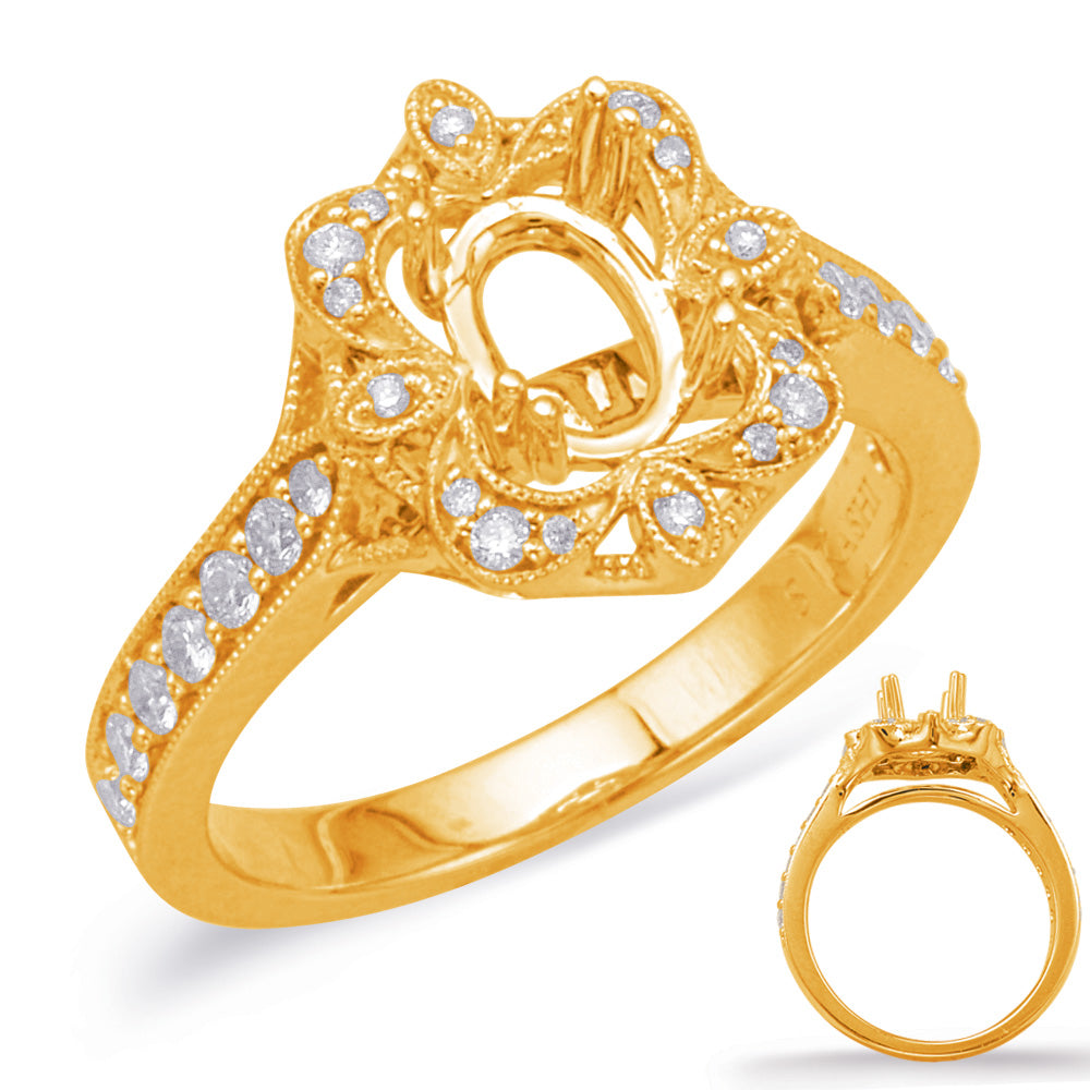 Yellow Gold Halo Engagement Ring - EN8045-10X8MYG