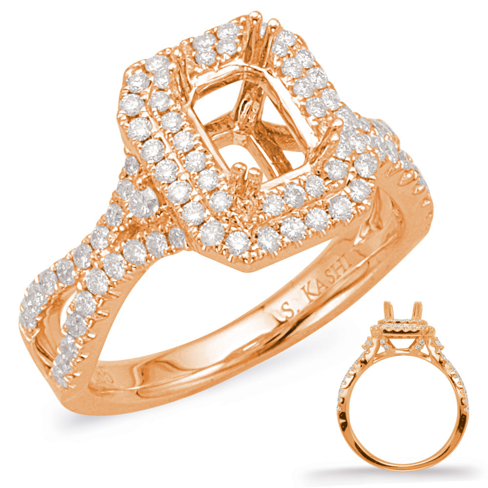 Rose Gold Halo Engagement Ring - EN8046-7X5MRG