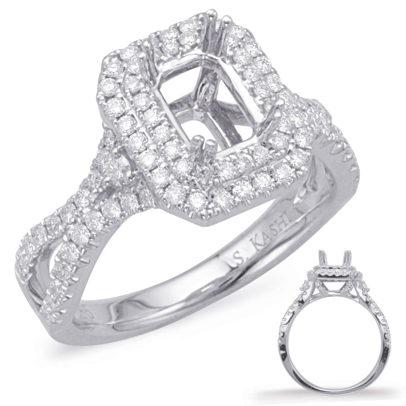 White Gold Halo Engagement Ring - EN8046-7X5MWG