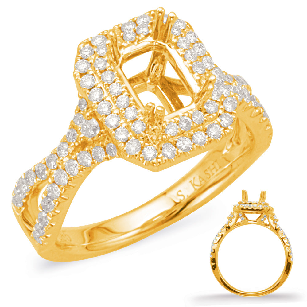 Yellow Gold Halo Engagement Ring - EN8046-7X5MYG