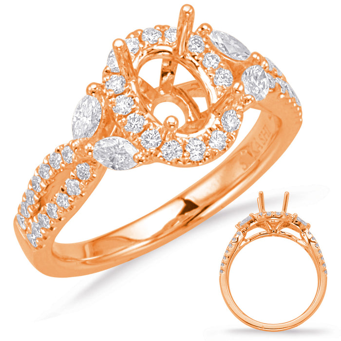 Rose Gold Halo Engagement Ring - EN8049-6X4MRG