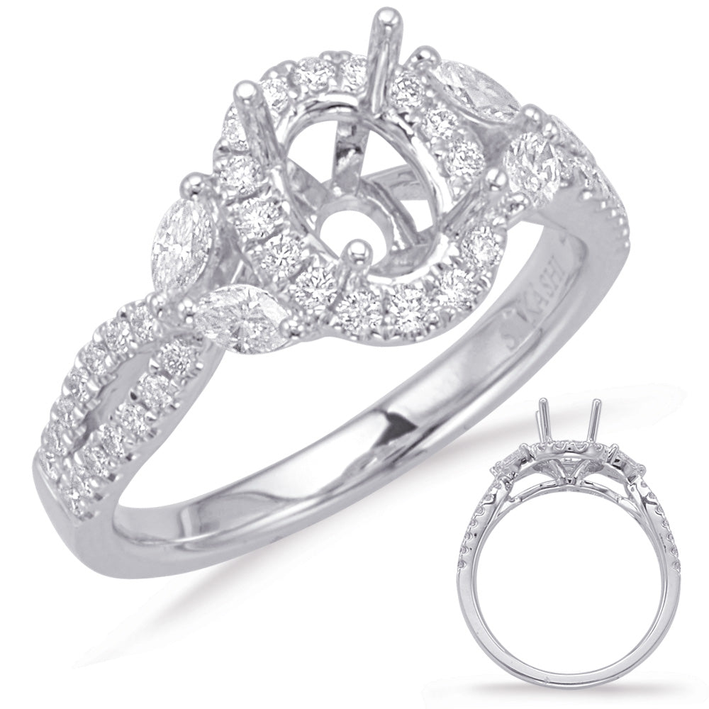 White Gold Halo Engagement Ring - EN8049-6X4MWG