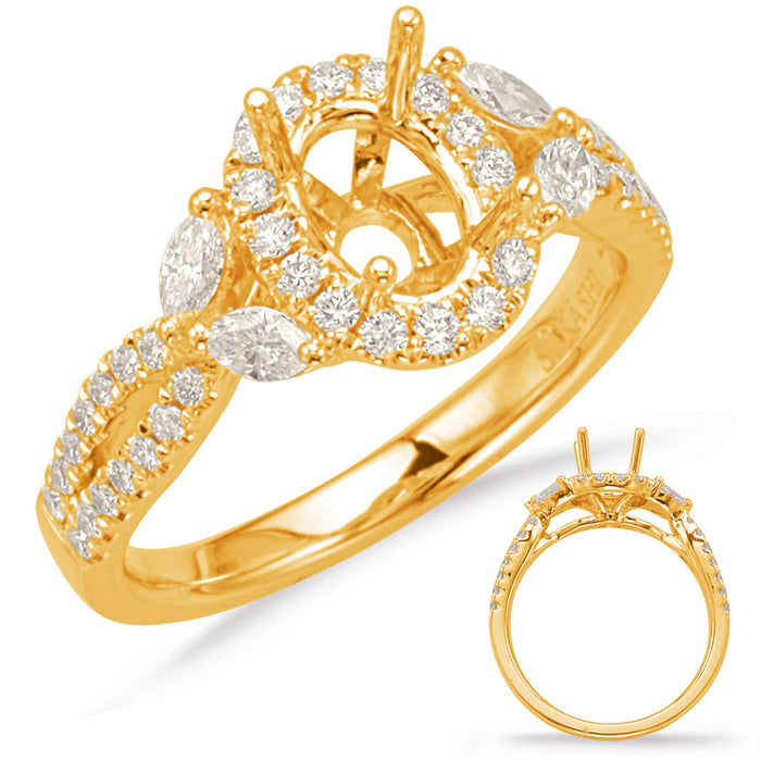 Yellow Gold Halo Engagement Ring - EN8049-6X4MYG