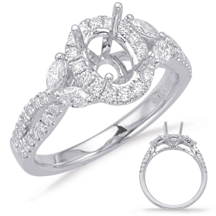 White Gold Halo Engagement Ring - EN8049-7X5MWG