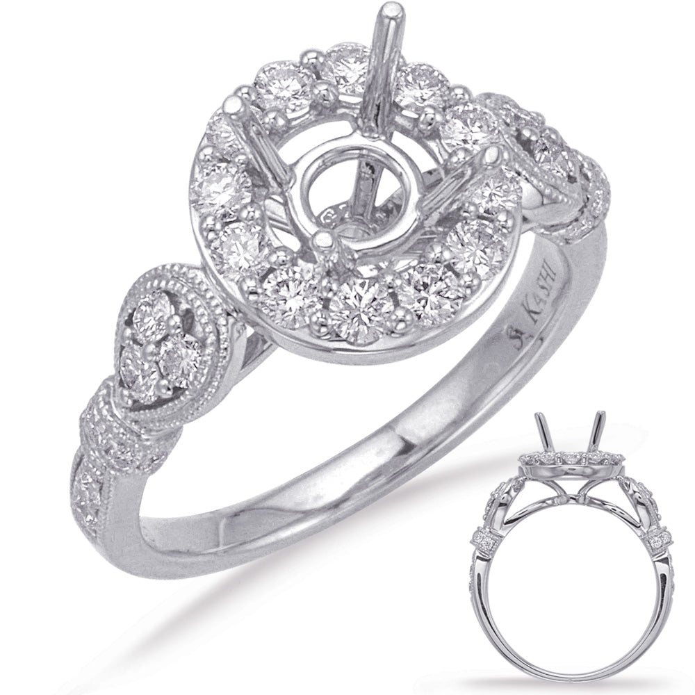 White Gold Halo Engagement Ring - EN8062-1WG