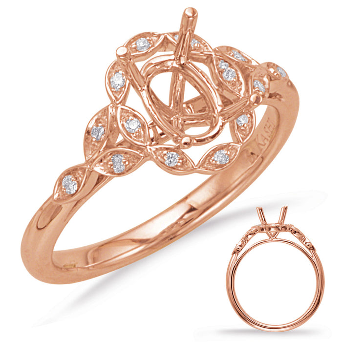 Rose Gold Halo Engagement Ring - EN8066-8X6MRG