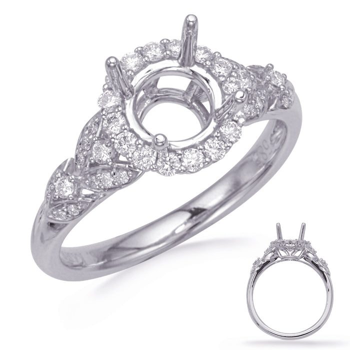 White Gold Halo Engagement Ring - EN8067-33RDWG