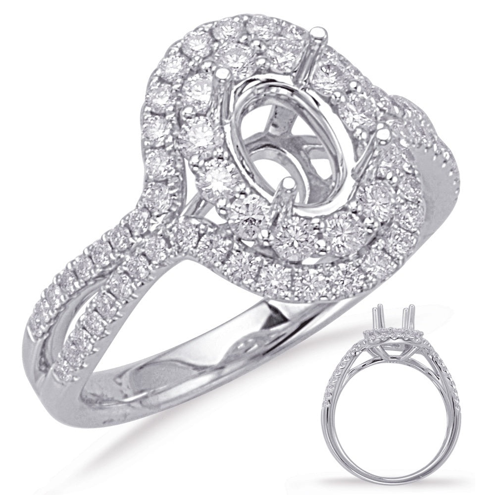 White Gold Halo Engagement Ring - EN8068-7X5MWG