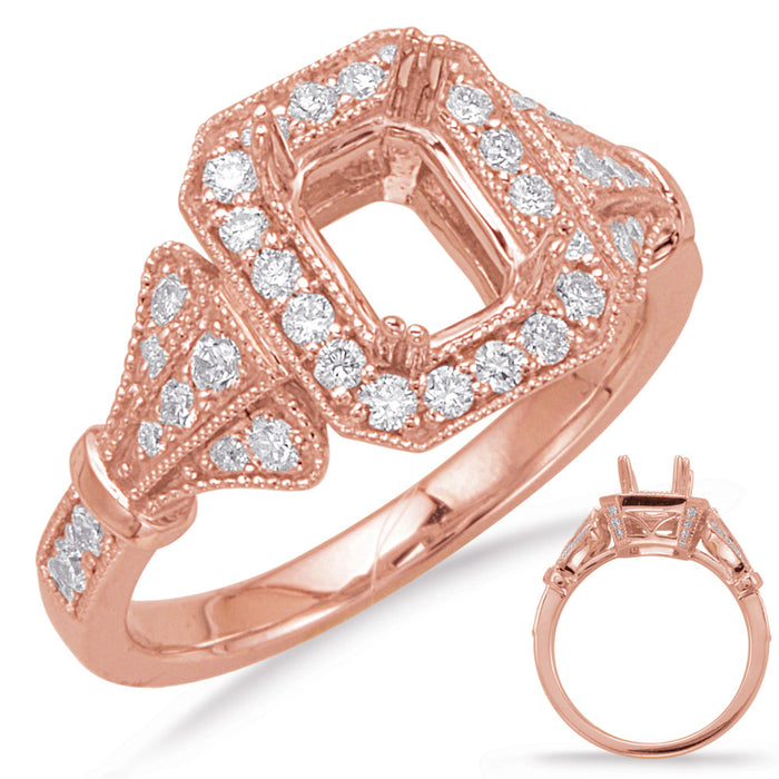 Rose Gold Halo Engagement Ring - EN8069-7X5MRG