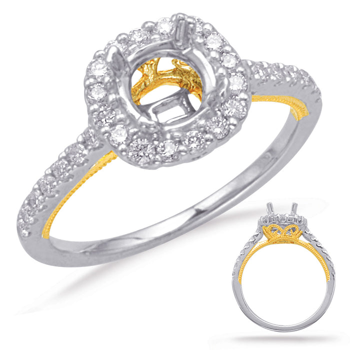 Yellow & White Gold Halo Engagement Ring - EN8071-75YW