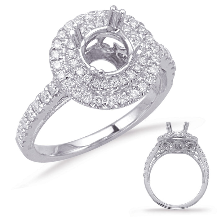 White Gold Halo Engagement Ring - EN8072-1WG