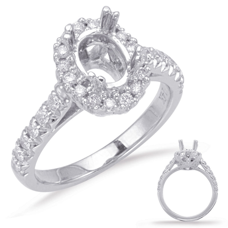 White Gold Halo Engagement Ring - EN8074-7X5MWG