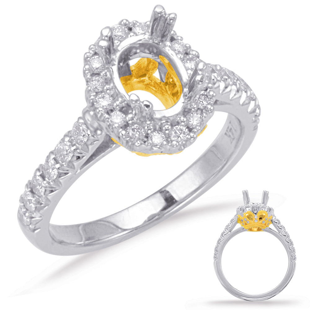 Yellow & White Gold Halo Engagement Ring - EN8074-7X5MYW