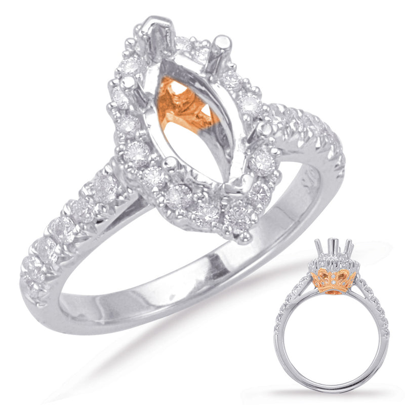 Rose & White Gold Halo Engagement Ring - EN8075-10X5MRW