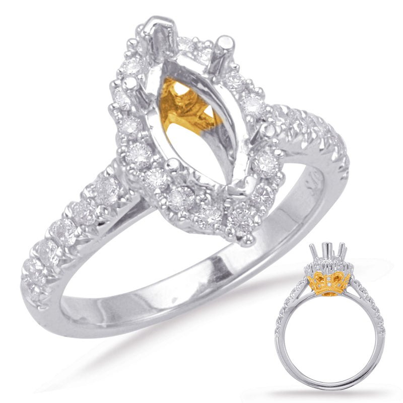 Yellow & White Gold Halo Engagement Ring - EN8075-10X5MYW