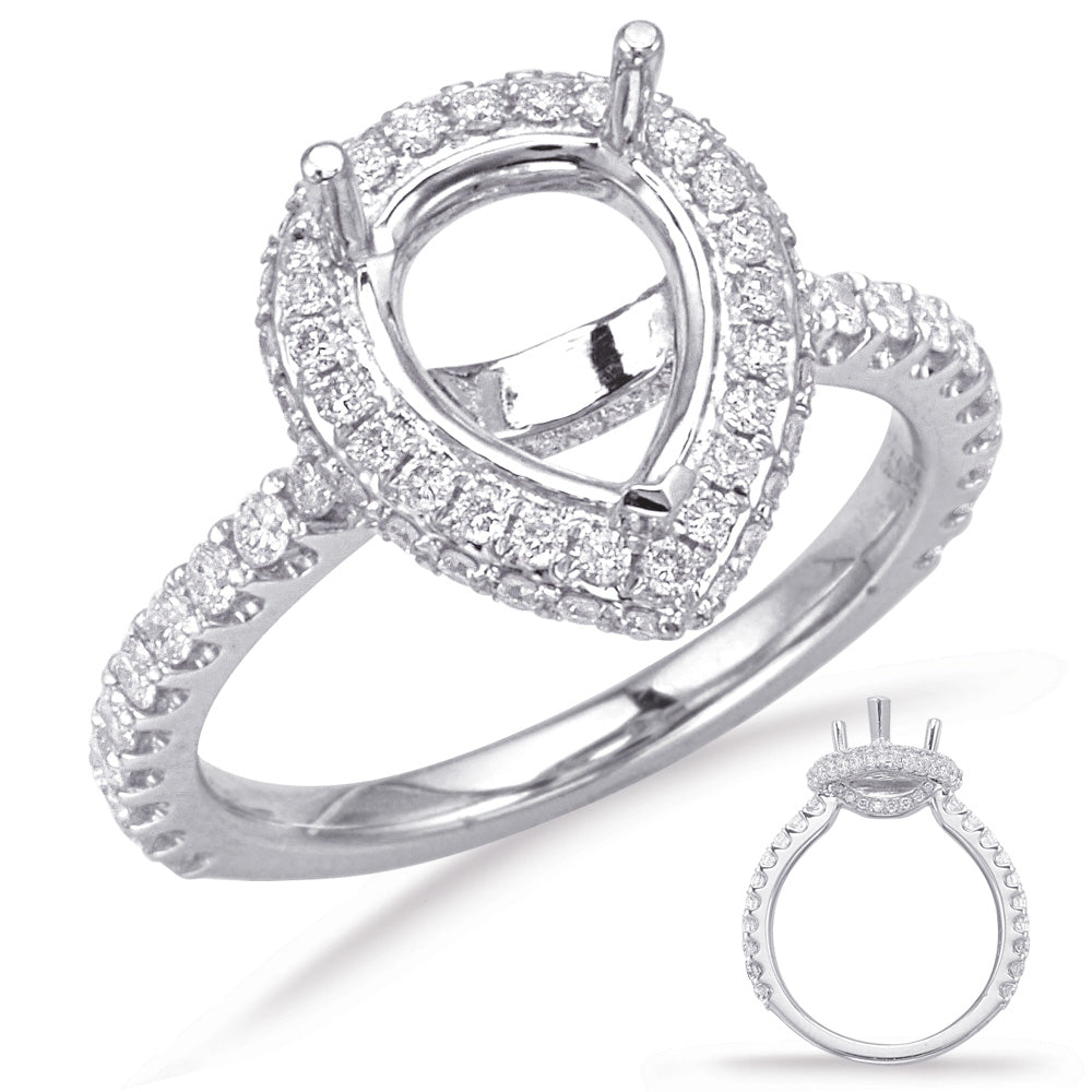 White Gold Halo Engagement Ring - EN8076-9X6MWG