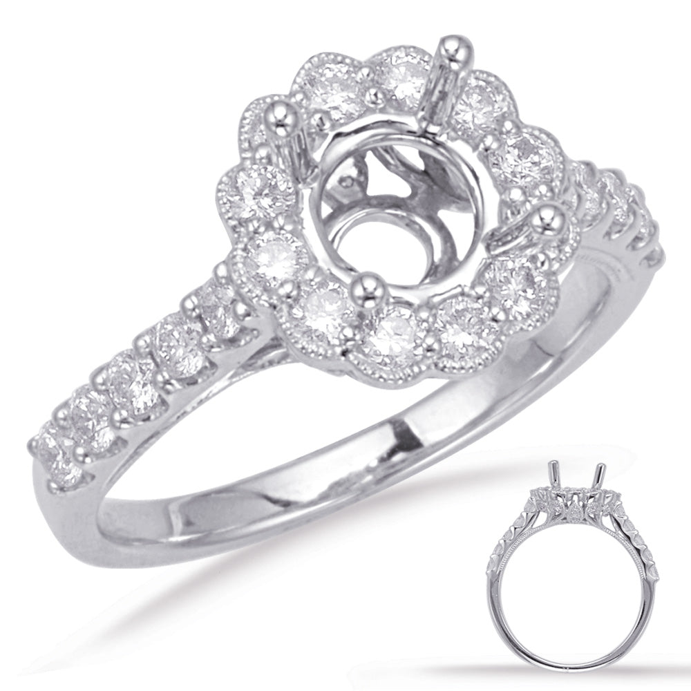 White Gold Halo Engagement Ring - EN8078-1WG