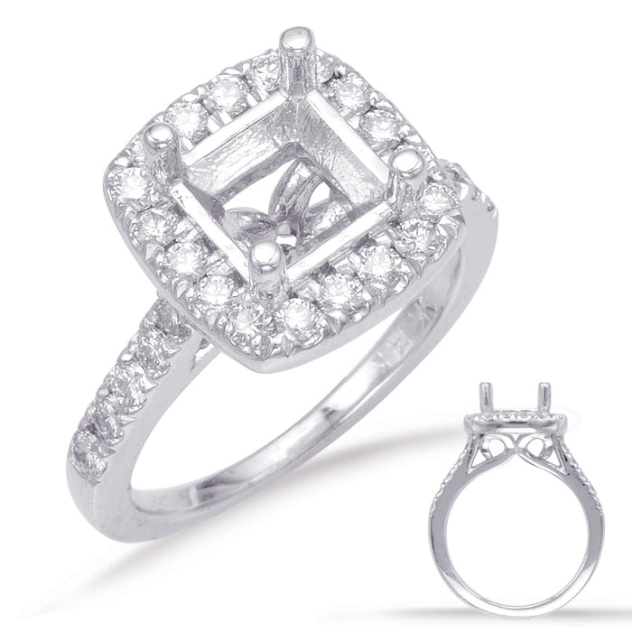 White Gold Halo Engagement Ring - EN8086-7.0MWG