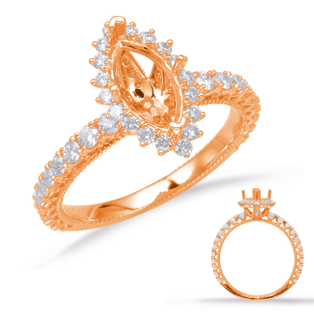 Rose Gold Halo Engagement Ring - EN8094-10X5MRG