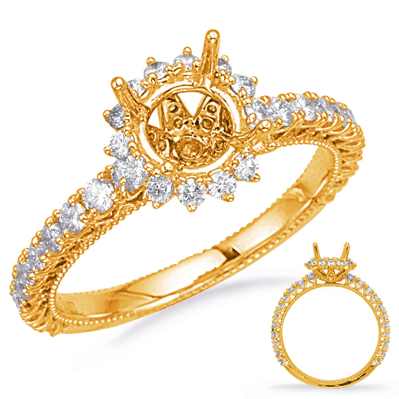 Yellow Gold Halo Engagement Ring - EN8094-1YG