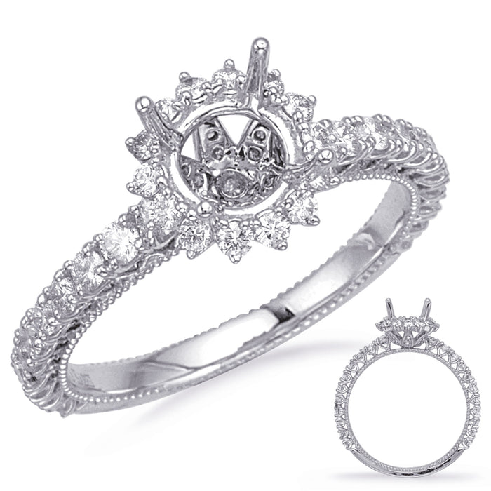 White Gold Halo Engagement Ring - EN8094-75WG