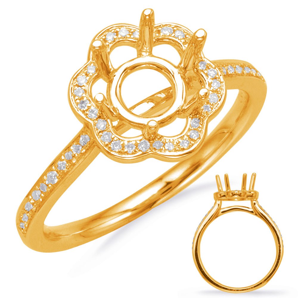 Yellow Gold Halo Engagement Ring - EN8112-125YG