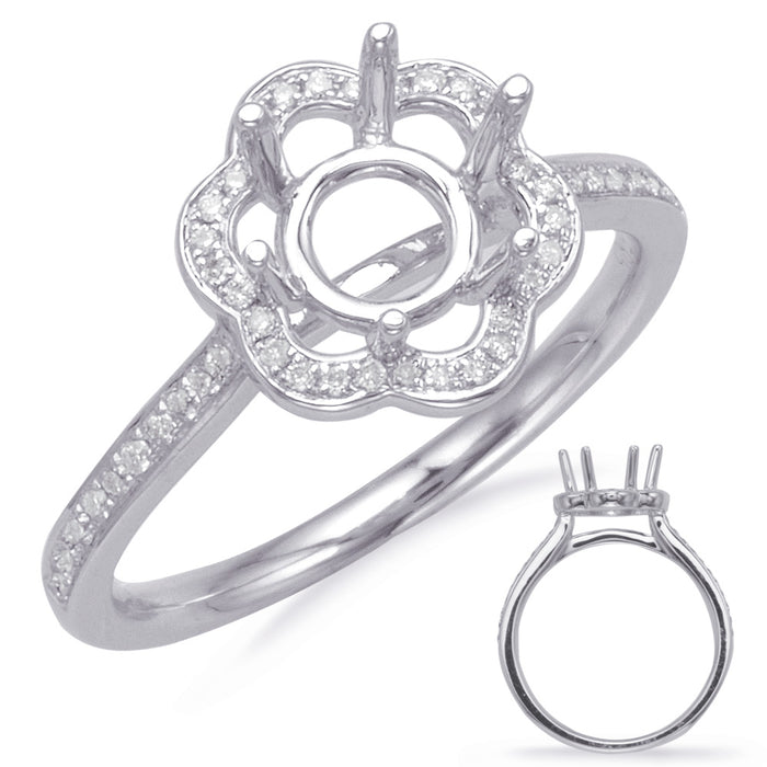 White Gold Halo Engagement Ring - EN8112-1WG