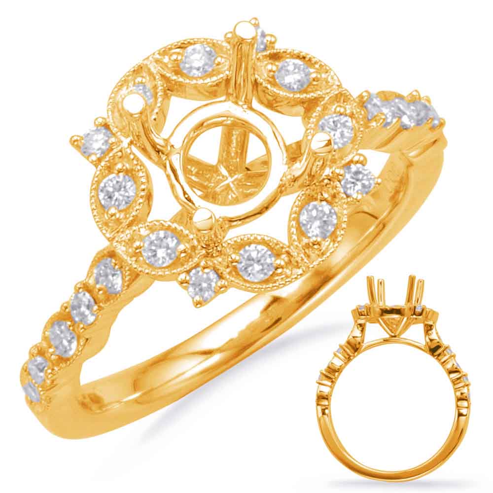 Yellow Gold Halo Engagement Ring - EN8114-15YG