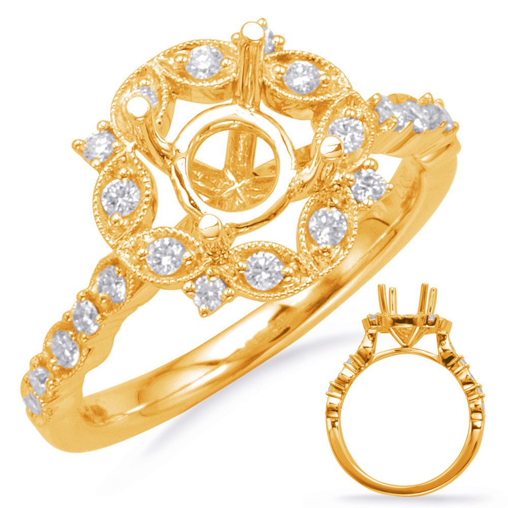 Yellow Gold Halo Engagement Ring - EN8114-1YG