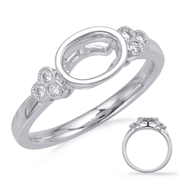 White Gold Bezel Head Engagement Ring - EN8125-5X3MWG