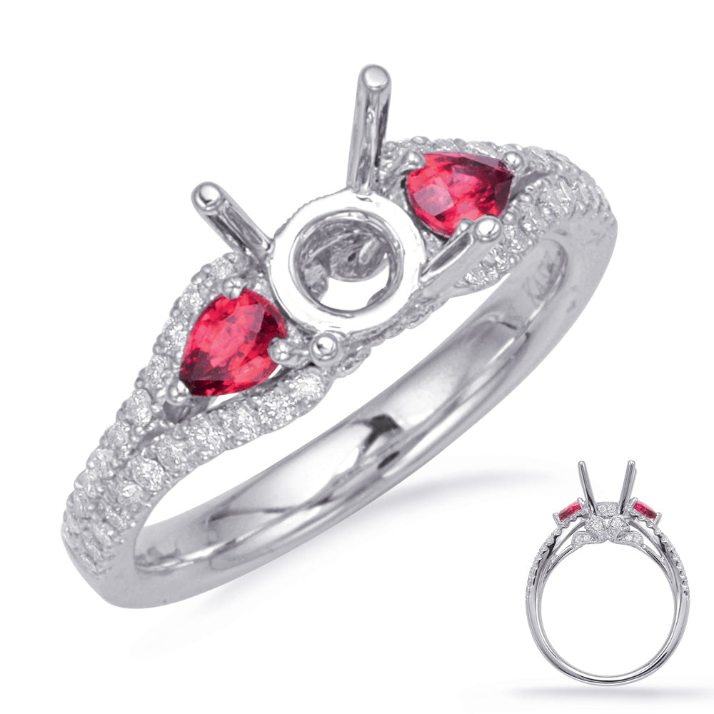 White Gold Ruby & Diamond Ring - EN8127-1RWG