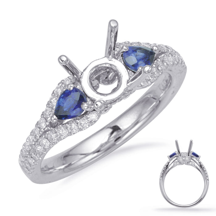 White Gold Sapphire & Diamond Ring - EN8127-1SWG