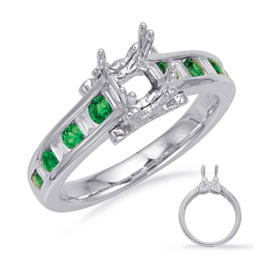 White Gold Emerald & Diamond Ring - EN8128-75EWG