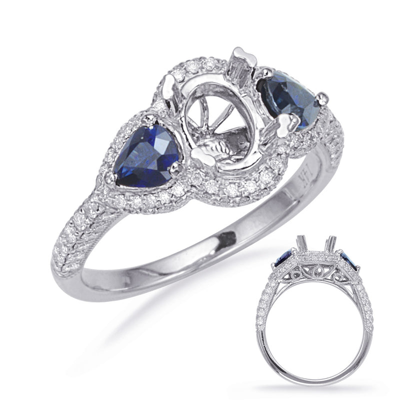 White Gold Sapphire & Diamond Eng Ring - EN8145-7X5MSWG